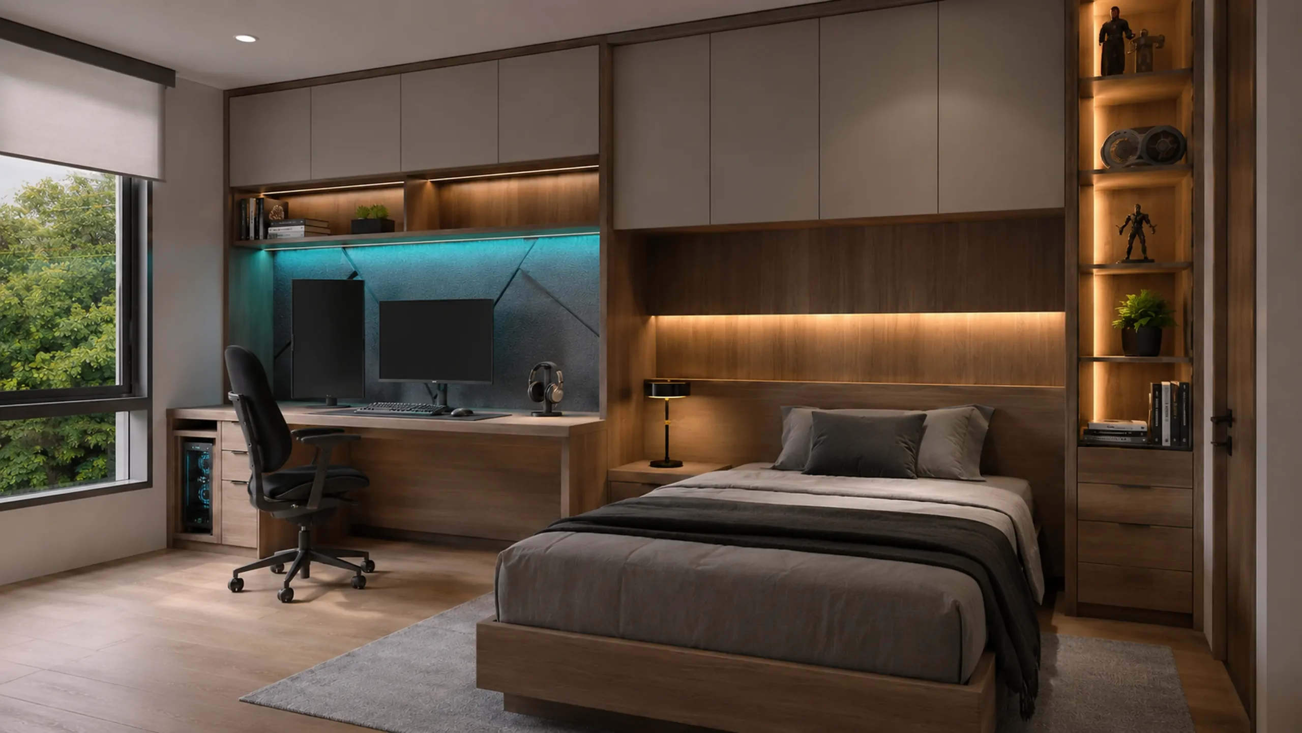 Habitación Gamer Nexo I, vista frontal del conjunto