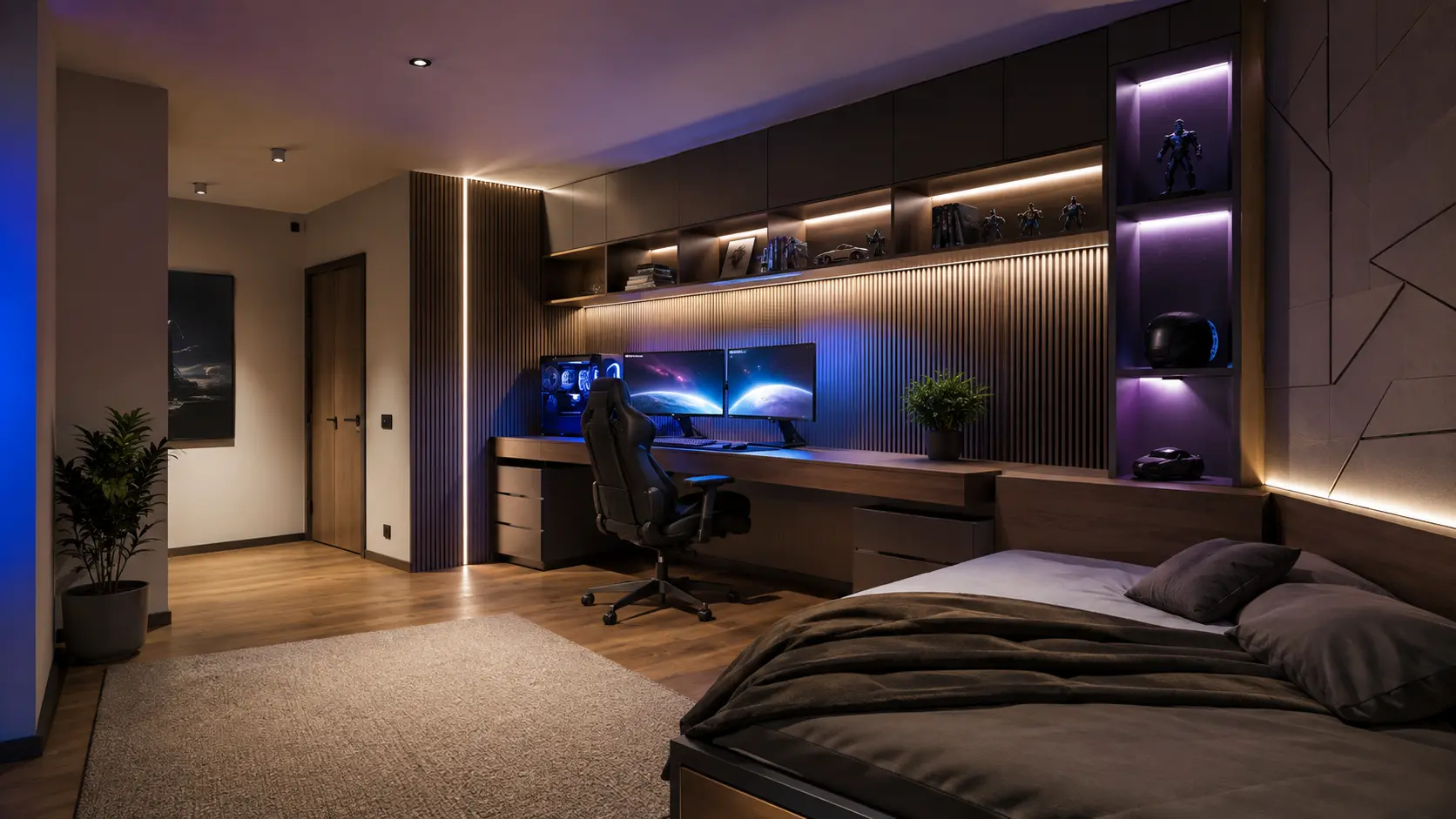 Habitación gamer de diseño temático realizada a medida por Tú Viruta Design