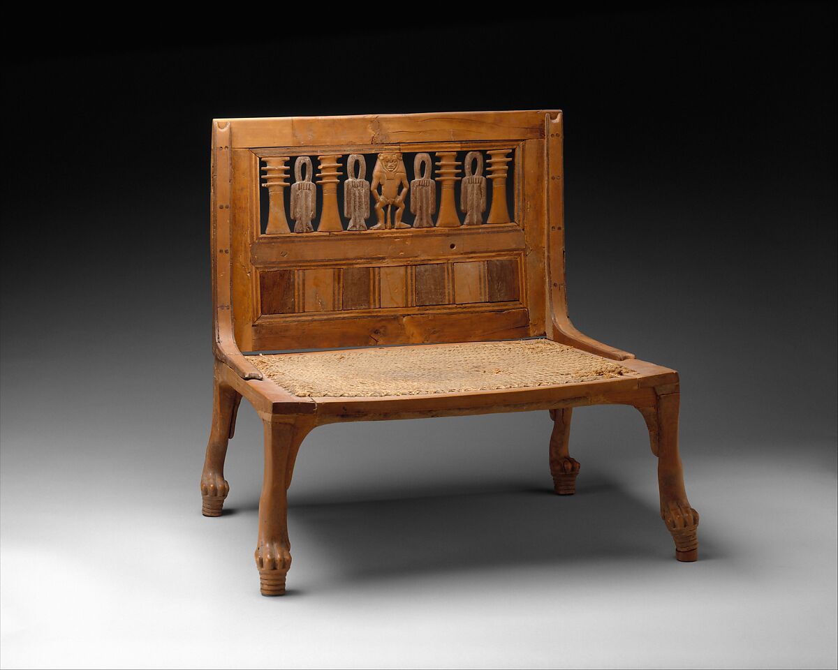 Fotografía de la silla de Hatnefer conservada en The Metropolitan Museum of Art